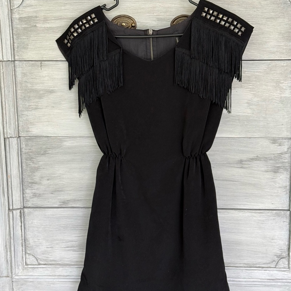 Double Zero Black Fringe Mini Dress